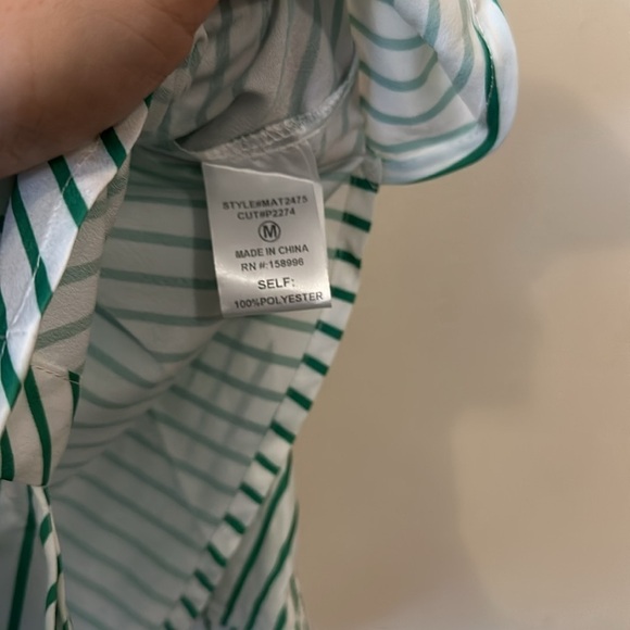 Aaron & Amber Striped Oversized Relaxed Fit Button Up Shirt in Kelly Green - Picture 10 of 12